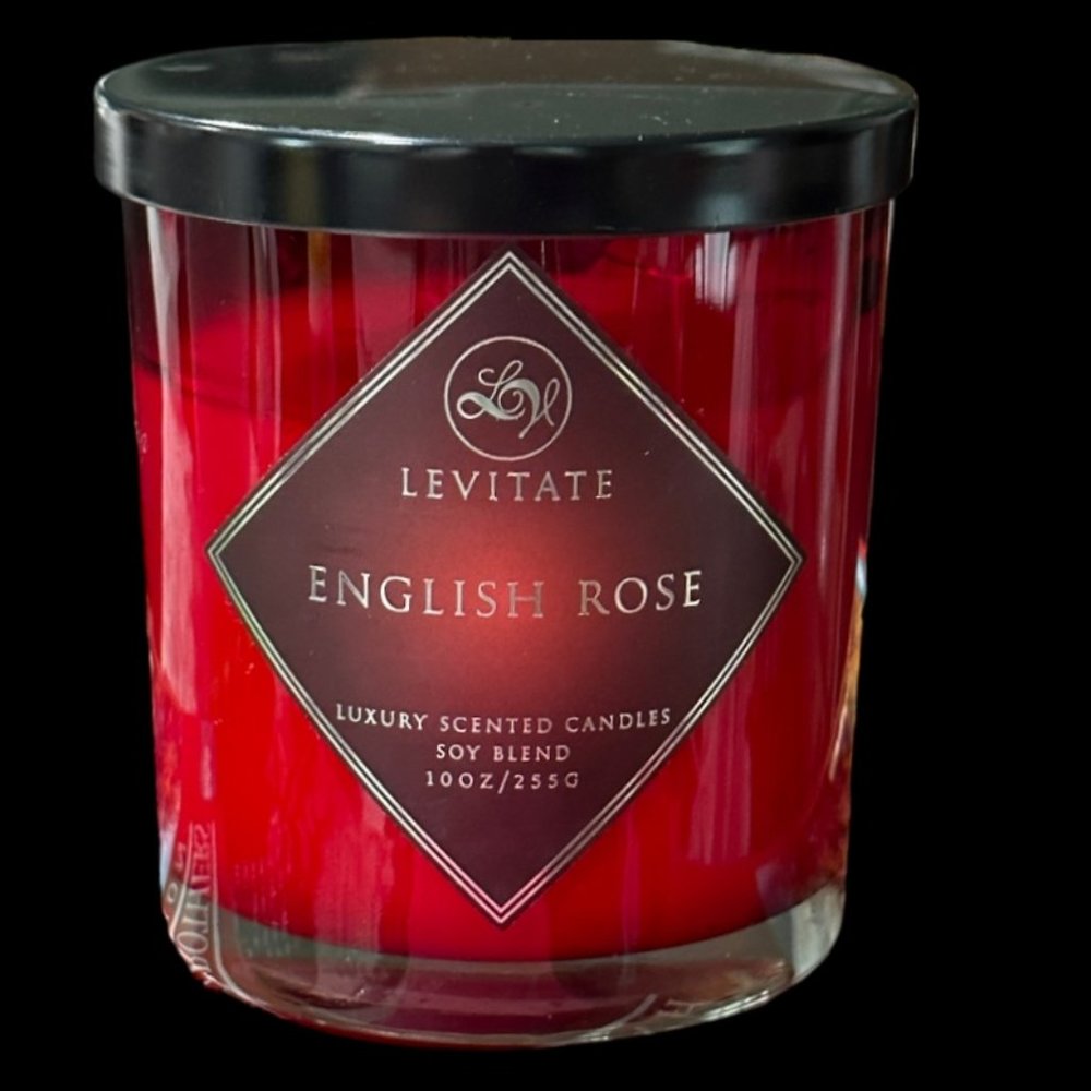 LEVITATE English Rose Luxury Scented Candle Soy Blend *Partially Burned / Used